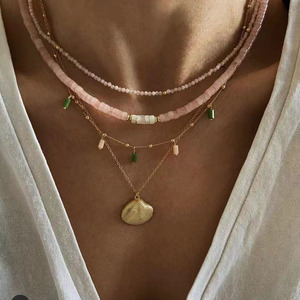 สร้อยคอลูกปัดหินธรรมชาติสไตล์โบฮีเมียน, ลูกปัดหลากสี, เครื่องประดับแฟชั่นสำหรับวันหยุด - Product Image 2
