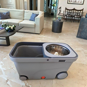 Ổ đĩa kép 360 quay Microfiber lau và xô thiết lập với giỏ nhựa phẳng xử lý thép cực 360 độ hiệu quả làm sạch - Product Image 5