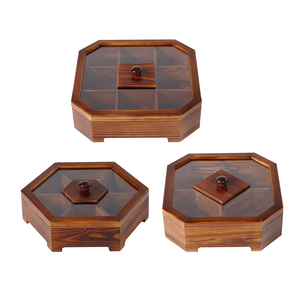 Kotak Penyimpanan Buah Kering Heksagonal Kayu 7 Sekat, Kotak Permen dan Camilan, Diskon Besar - Product Image 5