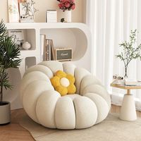 Fauteuil inclinable individuel en fausse fourrure d'agneau, couleur crème, style citrouille, moderne et ergonomique, pour la maison, le bureau et le salon