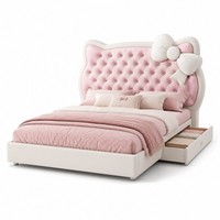 Lit de rangement pour filles princesse avec plateforme relevable à vérin à gaz pour chambre d'enfant - Vente en gros de meubles