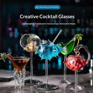 Calice da Vino Creativo di Alta Qualità in Vetro Borosilicato a Forma di Pesce Globo con Stelo Lungo, Grande Capacità, per Succhi, Caffè e Uso Domestico - Product Image 1