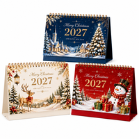Calendrier de bureau personnalisé en anglais pour Noël et le Nouvel An 2027, relié par spirale, pour la maison, le bureau, la décoration des fêtes