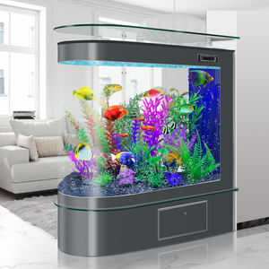 Aquarium de luxe léger, design 'Bullet Head', pour salon, petit, sur pied, grand écran, cloison d'entrée, chauffant, multicolore, 25W PE - Product Image 2