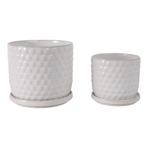 Maceta de Cerámica con Plato para Plantas de Interior, Decoración del Hogar, Dormitorio, Entrada - Product Image 1