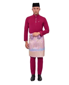 2024 Malaysia Traditional Clothing Men children satin kurta suits baju melayu & kurta