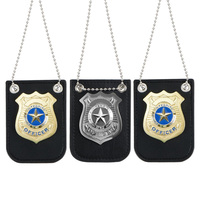 Badges de sécurité métalliques personnalisés avec impression UV, accessoires porte-cartes en cuir moulé, clip à épingle