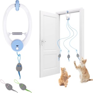 Juguete Interactivo para Gatos con Ratón Móvil Eléctrico, Juguete para Gatos Ecológico con Abrazadera para Puerta, Juguete Interactivo Automático Colgante - Product Image 1
