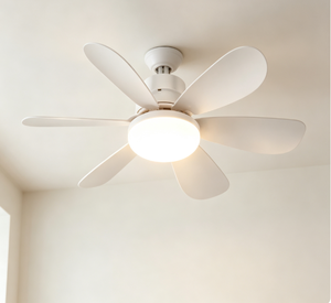 Ventilateur de plafond LED à vis E27, 6 pales, télécommande, 3 vitesses, 3 couleurs, variateur d'intensité, silencieux, pour maison, chambre, salon - Product Image 1