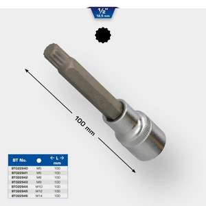 BRILLIANT TOOLS - BT022940 Zócalo de broca estriada de 1/2 '', 100 mm de largo-EAN 4042146776735 HAND SOCKETS 1/2" - Product Image 2