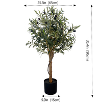 Arbre d'olivier artificiel moderne de 35 pouces, plante artificielle Olea avec olives en pot pour la décoration de salon, patio, mariage, sol, style nordique