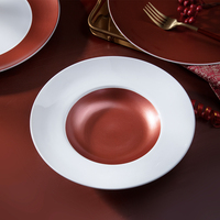 Service de table personnalisable pour femme, rouge, pour fête, bol et assiette pour hôtel 5 étoiles, vaisselle en porcelaine fine