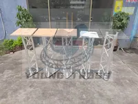 Atril de aluminio Rectangular curvo de fábrica, exhibición de podio plegable y portátil para espectáculo de eventos de escenario