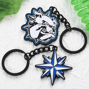 Llaveros Personalizados con Logotipo, Cabeza de Bulldog, Forma de Rosa de los Vientos, Llaveros de Esmalte al por Mayor, Anillos de Llavero de Aleación de Zinc Metálico con Logotipo - Product Image 1