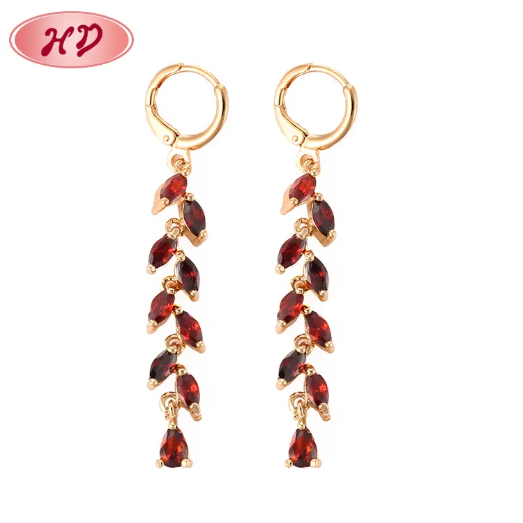 18k gold plated drop earrings, Wholesale handmade zircon jewelry