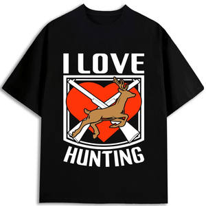 T-shirt pour homme « J'aime la chasse », 100 % coton, 180 g/m², imprimé à l'écran, manches courtes, col rond, tissu jersey écologique - Product Image 1