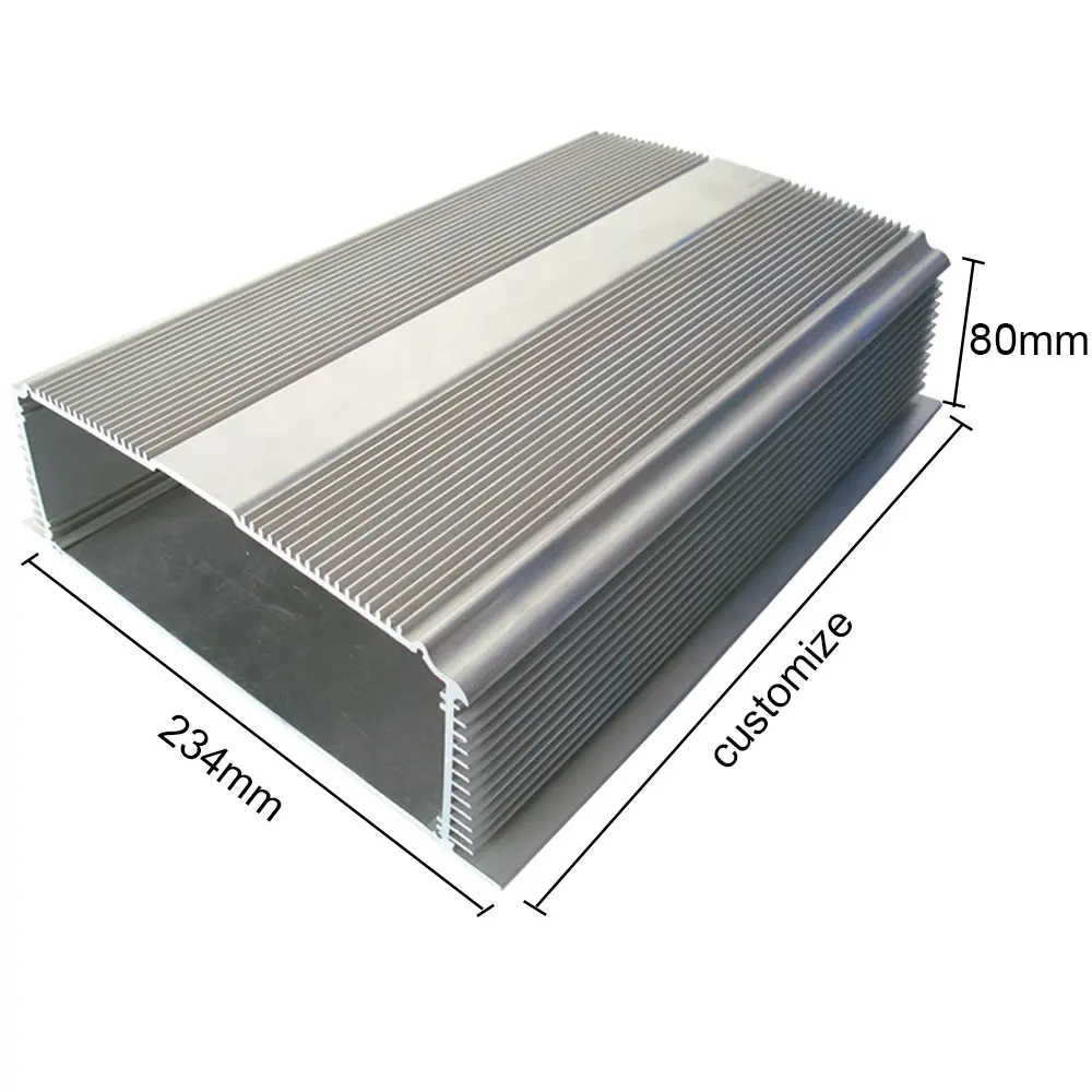 W234*H80mm heatsink aluminum alloy 6063 die cast quality housing extrusion battery box with metal shell