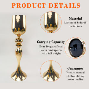 Support de vase à fleurs floral pour professionnels de l'événementiel, grand centre de table en métal doré pour mariage - Product Image 5