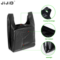 Sacs de courses en plastique noir JIJID, sacs en plastique à poignée pour supermarché, sacs d'emballage pour la vente au détail, personnalisables