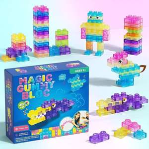 28/40/80Pcs Soft Jelly <b>Rubber</b> Building <b>Blocks</b> Squeezable Stress Relief Fidget <b>Blocks</b> Kids Sensory Toy - Product Image 1