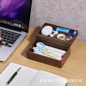 Wooden <b>rotating</b> magnetic tray for decorating office storage, including watches, glasses, headphones, and business cards. - Product Image 3