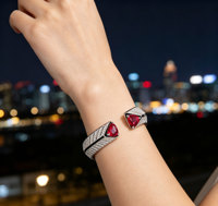 Brazalete de Rubí Cultivado a la Moda, Brillante para Fiestas de Negocios, Uso Diario, Excelente Regalo para Mujeres, Festividades