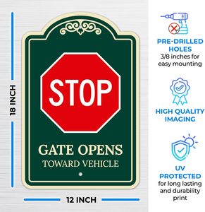 Venta directa de fábrica Personalizar 12*18 pulgadas Stop Gate se abre hacia el letrero de decoración del vehículo con protección UV e impermeable - Product Image 3