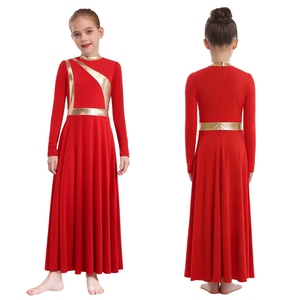 Trajes de Danza Lírica Metálicos para Niñas de 6 a 16 Años, Vestidos para Coro de Iglesia, Danza de Alabanza, Actuaciones, Danza Latina - Product Image 2