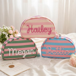 Uionen Personalized Hand-embroidered Name Colorful Shell <b>Makeup</b> Bag Toiletry Bag <b>Makeup</b> <b>Case</b> Storage Bag Spring and Summer - Product Image 1