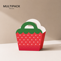 Boîte cadeau personnalisée en forme de fraise, boîte d'emballage en papier créative avec poignée, boîte à bonbons et biscuits mignonne pour les cadeaux de fête