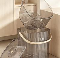 Poubelle de compostage transparente à rayures verticales pour cuisine avec couvercle filtrant, poignée portable, seau à déchets alimentaires de luxe léger pour les restes à la maison