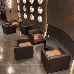 Ensemble de canapés de loisirs pour restaurant musical moderne, mobilier de bar <span class=keywords><strong>lounge</strong></span>, café, hôtel, bistrot, table à manger en marbre et ensembles de canapés banquette en cuir - Product Image 6