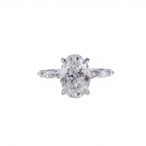 Elegant Oval <b>Crystal</b> Solitaire <b>Ring</b> Sparkling Marquise Stacking <b>Ring</b> White Gold Wedding Band Women <b>Ring</b> Custom Jewelry - Product Image 1
