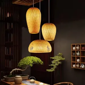 Оптовая цена ротанговая Светодиодная потолочная люстра для гостиной креативная смесь Тиффани Ретро бамбуковая люстра Подвесная лампа