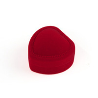 Vente d'usine - Boîte à bagues de fiançailles en tissu floqué personnalisée en forme de cœur rouge - Emballage de boîte à bijoux en velours avec logo en relief