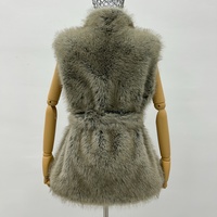 Gilet en fausse fourrure pour femme, col cranté, couleur personnalisée, ceinture à la taille, sans manches, duveteux, pour l'hiver