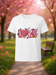 T-Shirt Casual da Donna per San Valentino, Manica Corta, Collo Tondo, 100% Cotone Traspirante e Leggero, Stampa con Motivo 'Love Letter' - Product Image 2