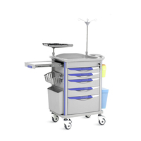 Chariot d'urgence médical multifonctionnel SAIKANG SKR054-ET77A en ABS, certifié EN60601/CE/ISO, capacité de charge de 25 lb