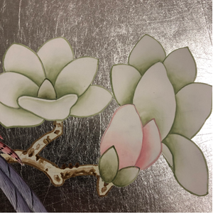 <span class=keywords><strong>Pintado</strong></span> a mano de plata de la hoja de <span class=keywords><strong>papel</strong></span> <span class=keywords><strong>pintado</strong></span> ESTILO DE China <span class=keywords><strong>flores</strong></span> <span class=keywords><strong>y</strong></span> pájaros mural para las muestras - Product Image 3