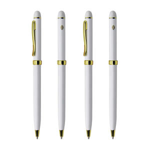 Bolígrafo de Metal con Clip Giratorio, Diseño Intercontinental, Color Blanco y Dorado, Personalizable con Logotipo, Punta de 1.0 mm, para Deportes, Promociones, Escritura, Reuniones de Negocios - Product Image 1