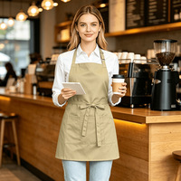 Celemek Bib Polyester Logo Kustom Tali Leher Dapat Disesuaikan 3 Kantong Unisex Barista Restoran Pelayan Kafe