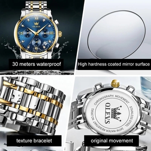 Мужские кварцевые часы, 2858 деловые наручные часы с несколькими часовыми поясами, Лидер продаж, мужские часы с водонепроницаемыми часами из нержавеющей стали - Product Image 5