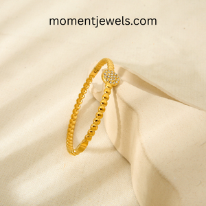 Brazalete de Acero Inoxidable Chapado en Oro de 18K, Resistente al Agua, Sin Deslustre, con Pedrería Redonda, Elegante Regalo para Mujer - Product Image 6