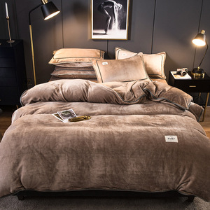 Ensemble de literie thermique en polaire laiteuse quatre pièces - <span class=keywords><strong>Drap</strong></span> et couette en polaire cristalline - Literie en polaire double face pour l'hiver - Product Image 5