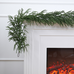 Handmade Norfolk Pine <b>Plastic</b> Christmas Garland with Soft Material Feeling Pine Needles Decoration - Product Image 2