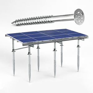 Vis d'ancrage au sol en acier au carbone galvanisé à chaud à bride réglable pour rail de support de panneaux solaires - Product Image 2