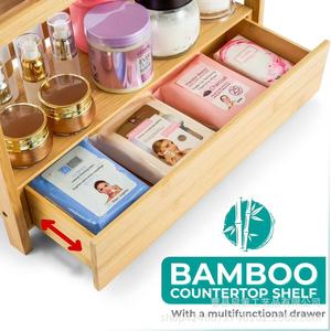 Wooden Storage Rack 3 Tier With Drawer <b>Desktop</b> Kitchen Condiment Organizer Natural Wood Color - Product Image 5