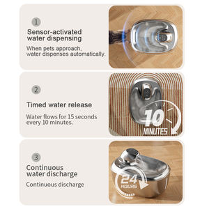 स्वचालित बिल्लियों पीने फाउंटेन कॉर्लेस डिस्प्ले मोशन सेंसर वायरलेस कुत्ते स्टेनलेस स्टील डिस्पेंसर स्मार्ट पालतू पानी फव्वारा - Product Image 2
