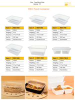 Récipient alimentaire rectangulaire en plastique pour préparation de repas jetable Capacité de 500ml-1000ml Couvercle dôme transparent Nouilles Pommes de terre Chips Hamburger
