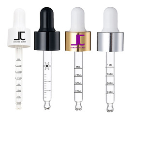 Goutte à goutte en verre gradué de haute qualité 18/410 avec pipette graduée en silicone, bouchon en <span class=keywords><strong>plastique</strong></span> avec logo - Product Image 2